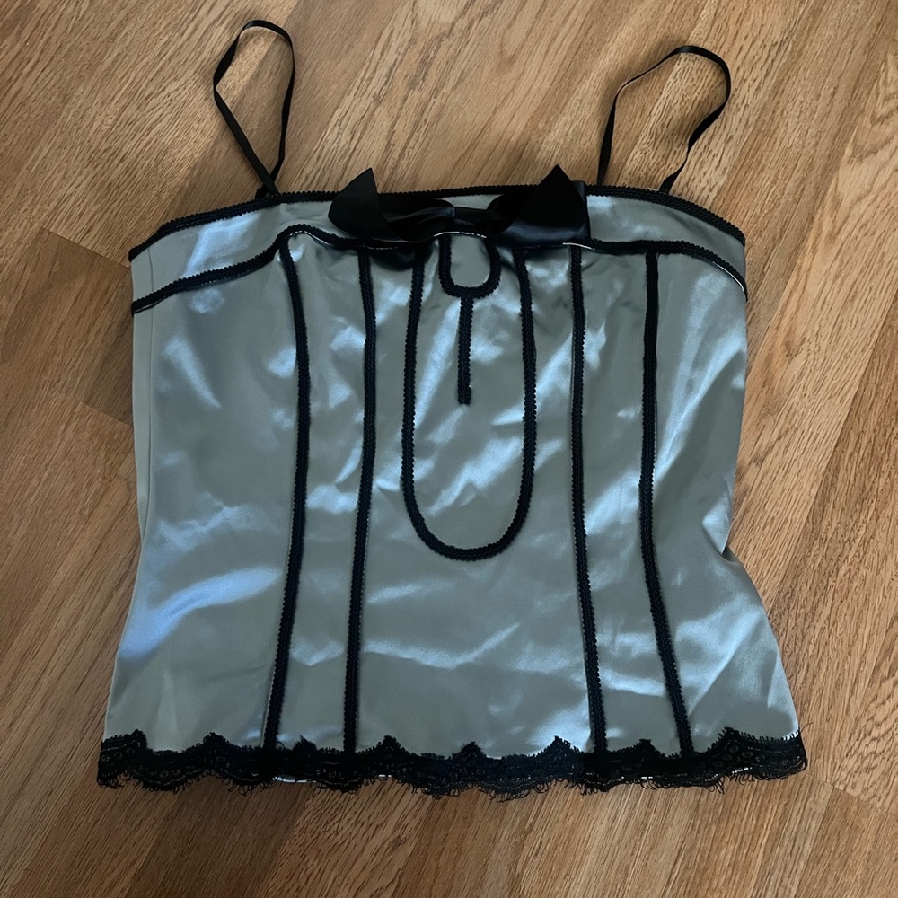 Adrianna Papell Satin Camisole with Black Trim